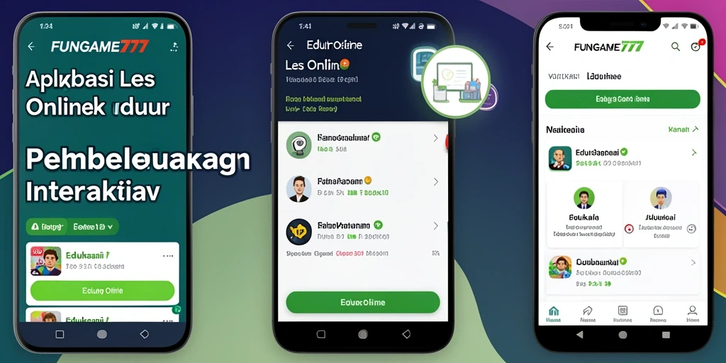 Tampilan antarmuka aplikasi Les Online FUNGAME777 yang interaktif dan menarik.