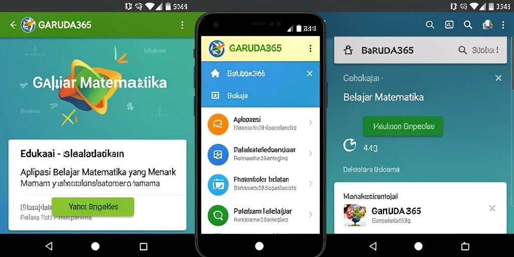 Antarmuka GARUDA365 yang menarik untuk belajar matematika.