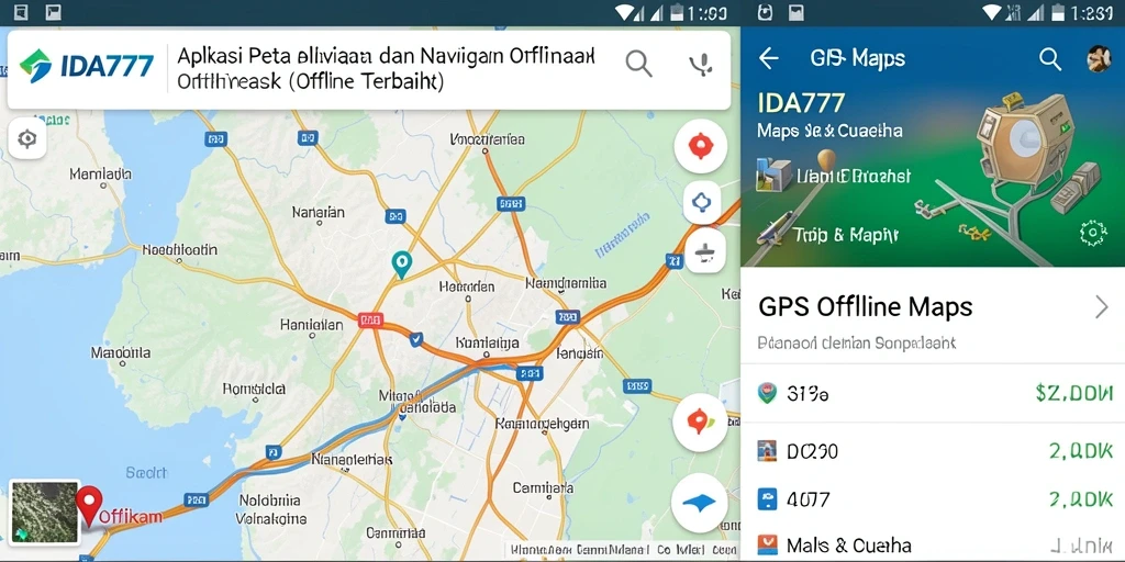 Tampilan antarmuka IDA777 untuk GPS Offline Maps yang intuitif dan menarik.