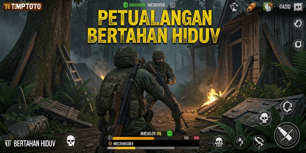 Tampilan antarmuka TEMPOTOTO dalam mode Bertahan Hidup yang mendebarkan.