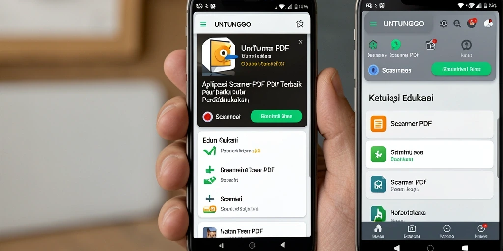 Tampilan aplikasi UNTUNGGO saat melakukan pemindaian dokumen PDF.