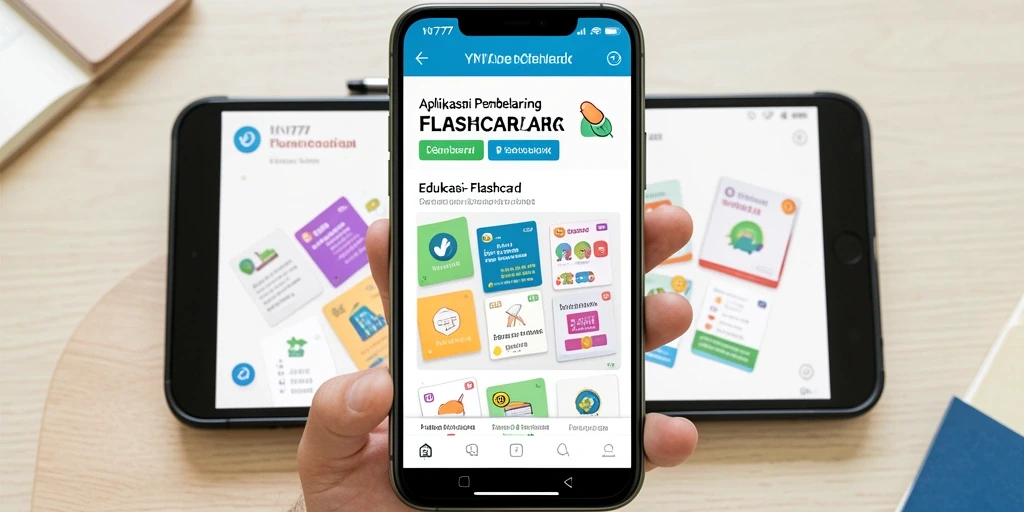 Antarmuka aplikasi Flashcard YN777 yang sederhana dan menarik.